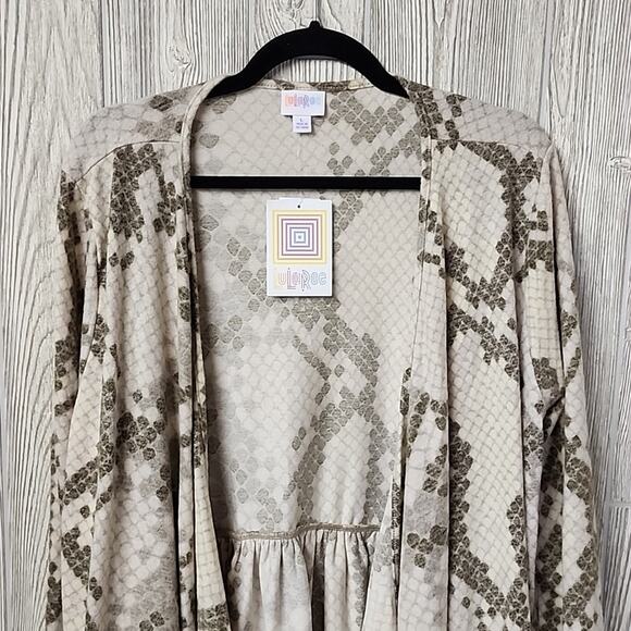 LulaRoe Nanette Snakeskin Open Draped Cardigan Womens Size Large NWT - Picture 2 of 9